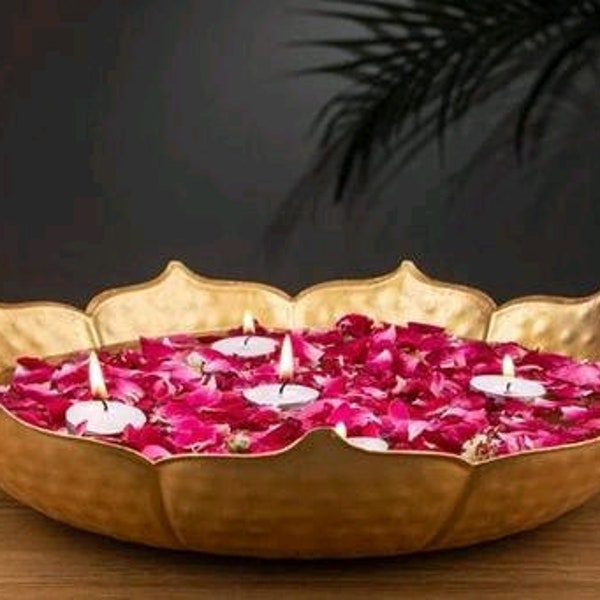 Lotus Design Urli Bowl for Floating Flowers, Festive Home Decor, New Diwali Decoration, Wedding Gift,Tea Party Decor, Diwali Gift