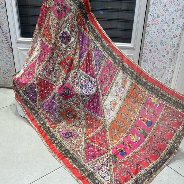 New Fancy Handmade Embroidery Mirror Work Dupattas