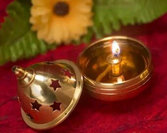 Handcrafted Pure Brass Premium Big Akhand Jyoti Diya (Diameter - 2.5 inch, Height - 2.5 inch,  Oil Capacity 70ml) | Traditional Oil Lamp pa