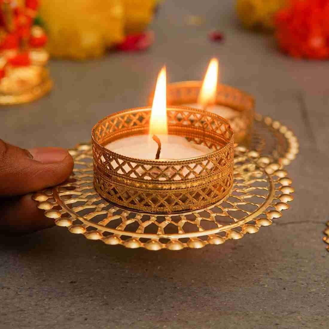 Metal Diya With Pearls, Diwali Decor, Indian Wedding Favors, Indian  Tealight Holder, Diwali Gifts, Diwali Decoration, Tealight Candle Stand 