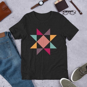 Unisex t-shirt with colorful quilt block star