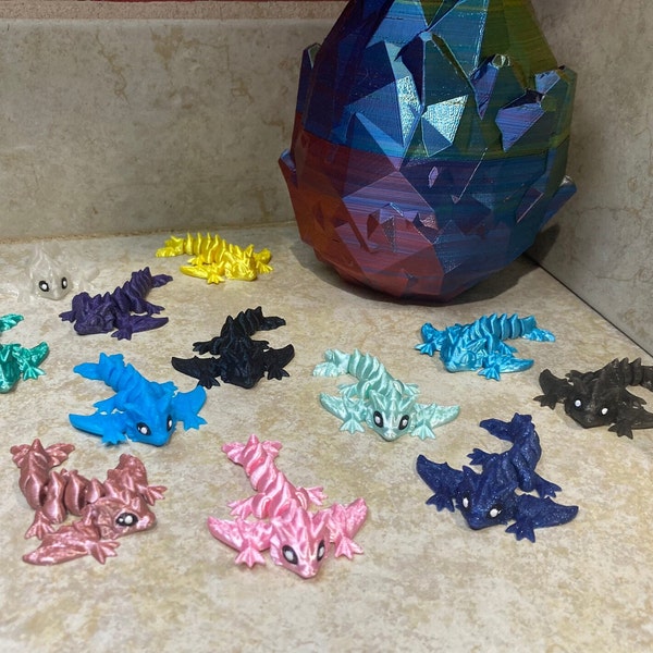 3D Printed Articulated Baby Tiny Wyvern Dragon for Party Favors Goodie Bags Fidget Shiny Silk Colors Authorized Cinderwing3D