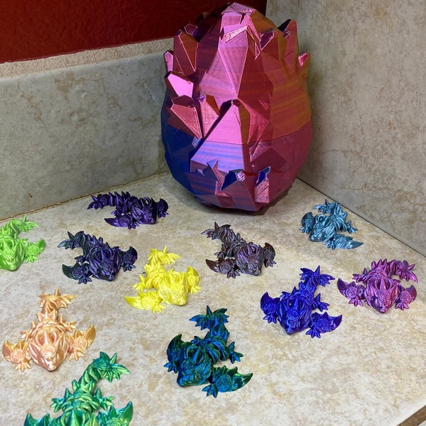 3D Printed Baby Rose Tiny Wyvern Dragon Party Favors Classroom Goodie Bags Fidget Random Cinderwing3D Articulated Valentine's Unpainted