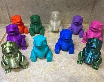 3D Printed Silk Green Cute Chonky Baby Reptile Monster Fidget Authorized Flexi Silky PLA Articulated