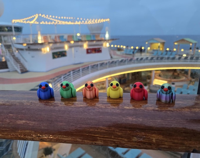Featured listing image: 3D Printed Flexi Tiny Duck Cruise Hiding Ducks Rainbow Colorful Party Favor Fidgets Wigglies Articulated