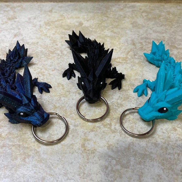 3D Printed Authorized Flexi Cinderwing3D Cosmic Glitter PLA Articulated Baby Crystal Dragon Key Chain Fidget