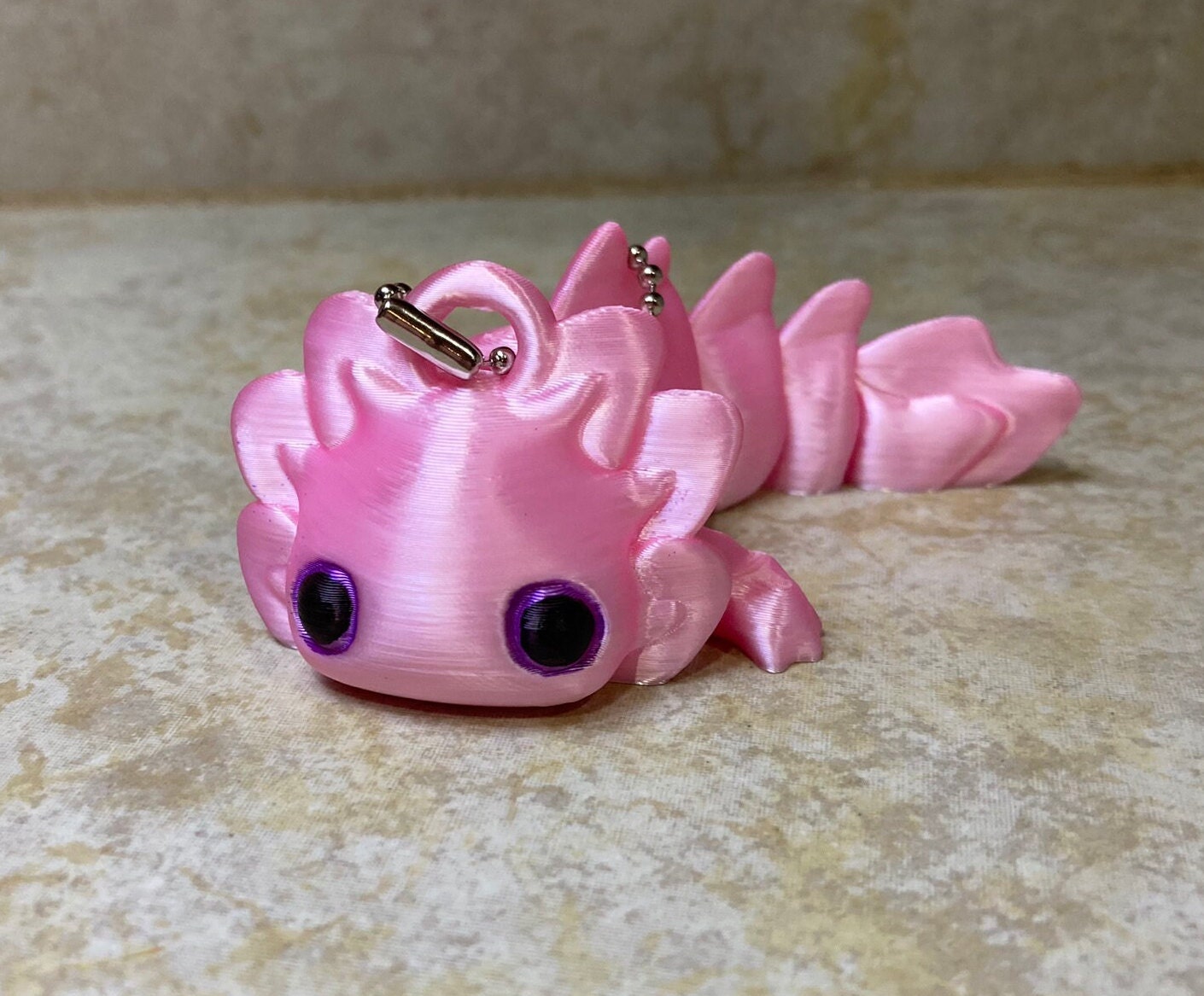 3D Printed Articulated 4 Cute Baby Axolotl Key Chain Tadpole Fidget Toy 