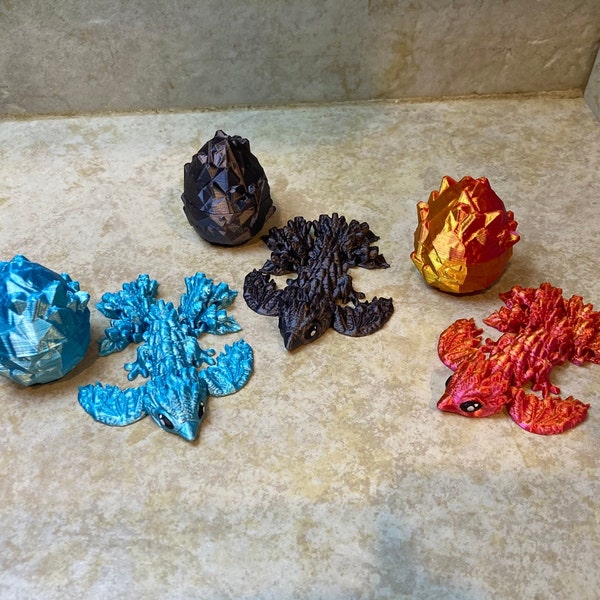 3D Printed Authorized Cinderwing3D Articulated Baby Phoenix and Tiny Dragon Egg Set