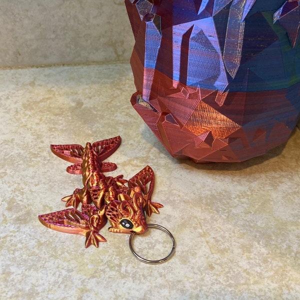 Articulated Baby Butterfly Wyvern Dragon Keychain 3D Printed Authorized Cinderwing3D for Party Favors Goodie Bags Fidget