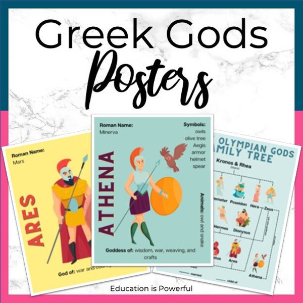 Greek Mythology Posters | Posters of the Greek Gods and Goddesses for your Classroom | Olympian Gods