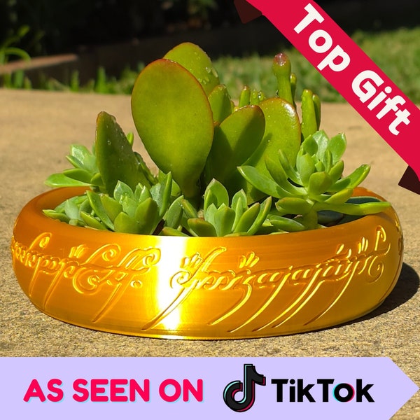 Lord of the Rings The One Ring Planter, Gift for LOTR Fans | Succulent, Cacti & Bonsai | Fantasy Gift Idea | 3D Printed | Coin Key Holder
