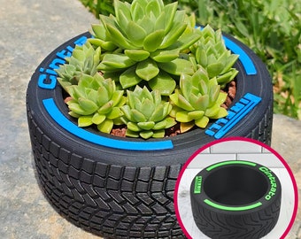 Formula 1 Tire Planter or Storage Organiser, 2024 F1 Gift | 3D Printed F1 Succulent and Cactus Planter | Great Gift for F1 Fans | F1 Art