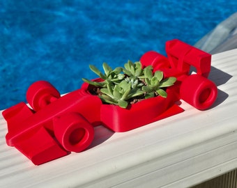 F1 Car Planter for Small Succulents - Choose Color | Removable Insert for Deeper Planting | Inspired by Modern Formula 1 Cars | F1 Gift