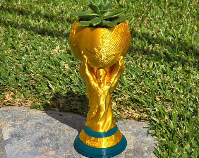 FIFA World Cup Trophy Planter | 3D Printed Soccer Succulent and Cactus Planter | Great Gift for Soccer and Football Fans