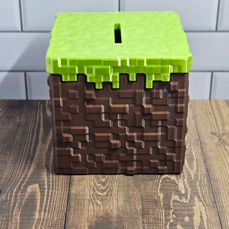 Minecraft Grass Block Piggy Bank Minecraft Money Box Perfect Kids Gift