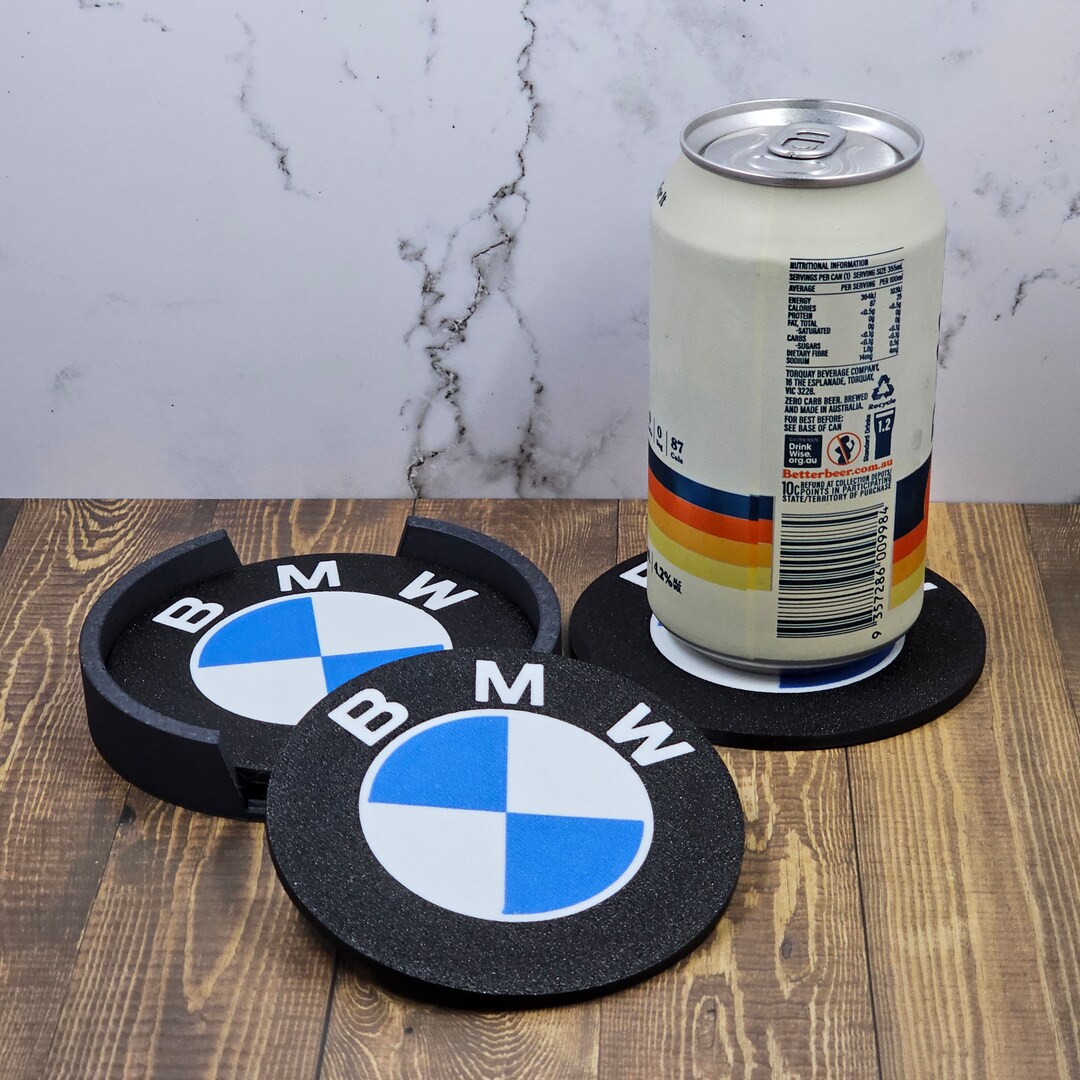 BMW Logo Coaster Set With Carbon Fiber Reinforced Holder Etsy