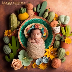 Cenário mexicano Cinco De Mayo para bebê recém-nascido, impressões digitais, adereço para fotografia
