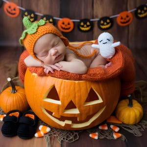 Pumpkin Halloween Baby Backdrop - Newborn Digital Backdrop/Background, Fall, Pumpkin, Halloween Backdrops, Halloween Themed Backdrop
