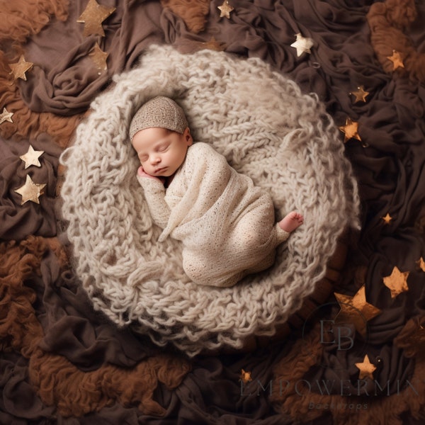 Chocolate Star cushion new born back drop, brown cushion for newborn background photography props, stars.