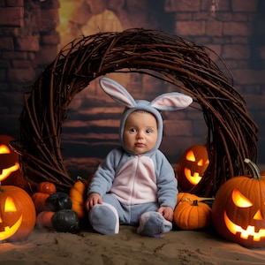 Houten Halloween-babyachtergrond - pasgeboren digitale achtergrond/achtergrond, herfst, pompoen, Halloween-achtergronden, achtergrond Halloween-thema