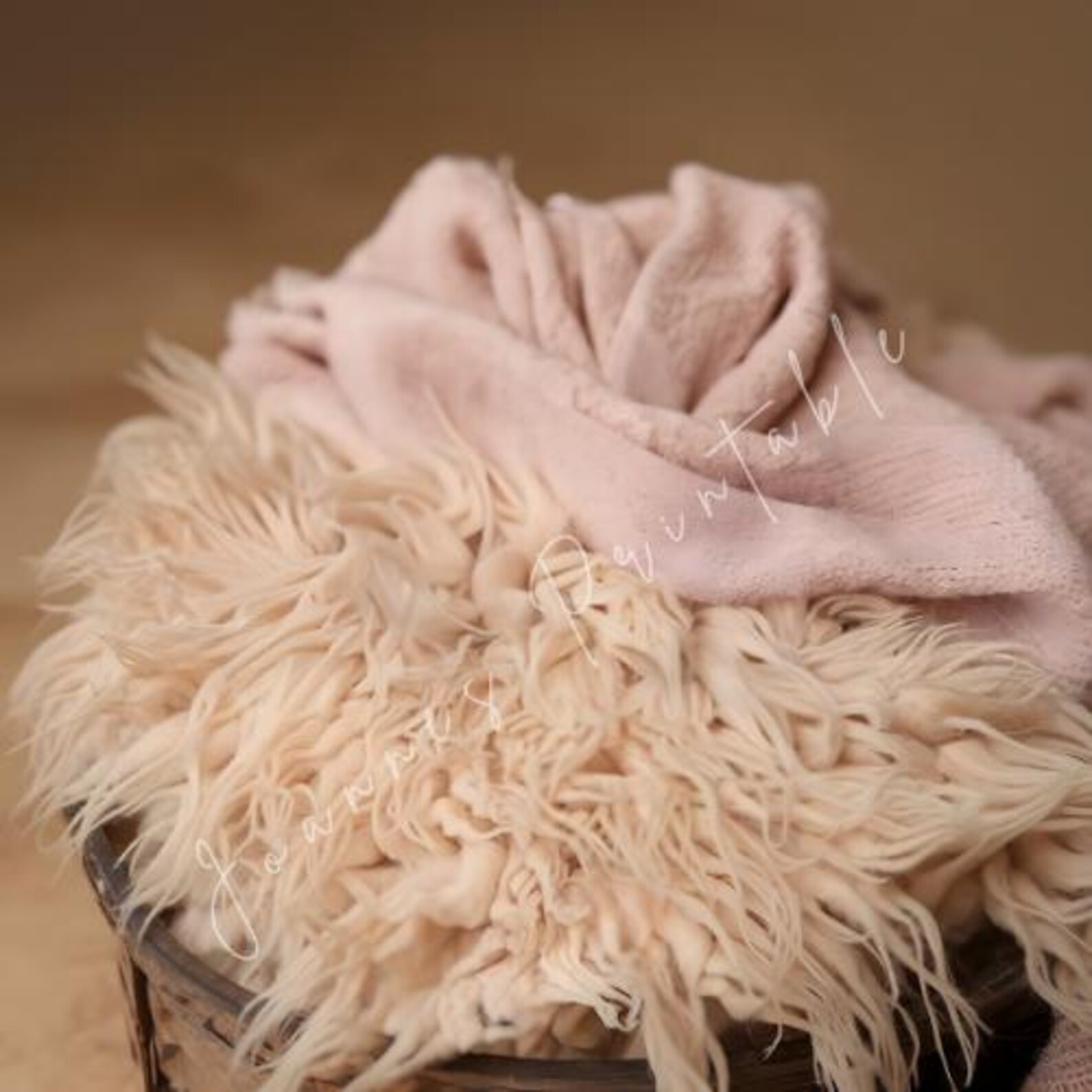 Realistic Newborn Baby Backdrops Pink Wool Baby Photoshoot Backdrop