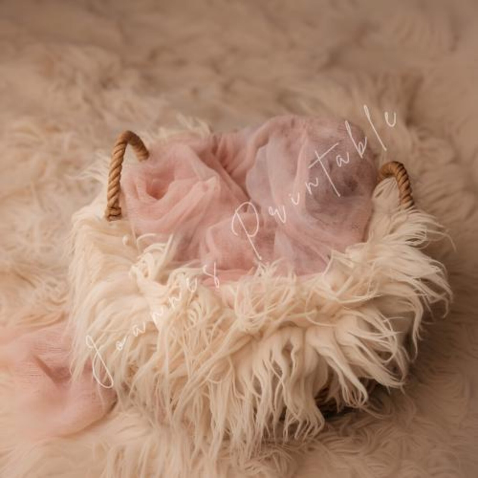 Realistic Newborn Baby Backdrops Pink Wool Baby Photoshoot Backdrop