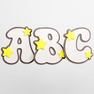 Letters Laser Cut Files DXF & SVG for Glowforge, Star Monogram ALPHABET Designs, Layered Alphabet, Groovy Font, Retro Letters, Eps, Diy