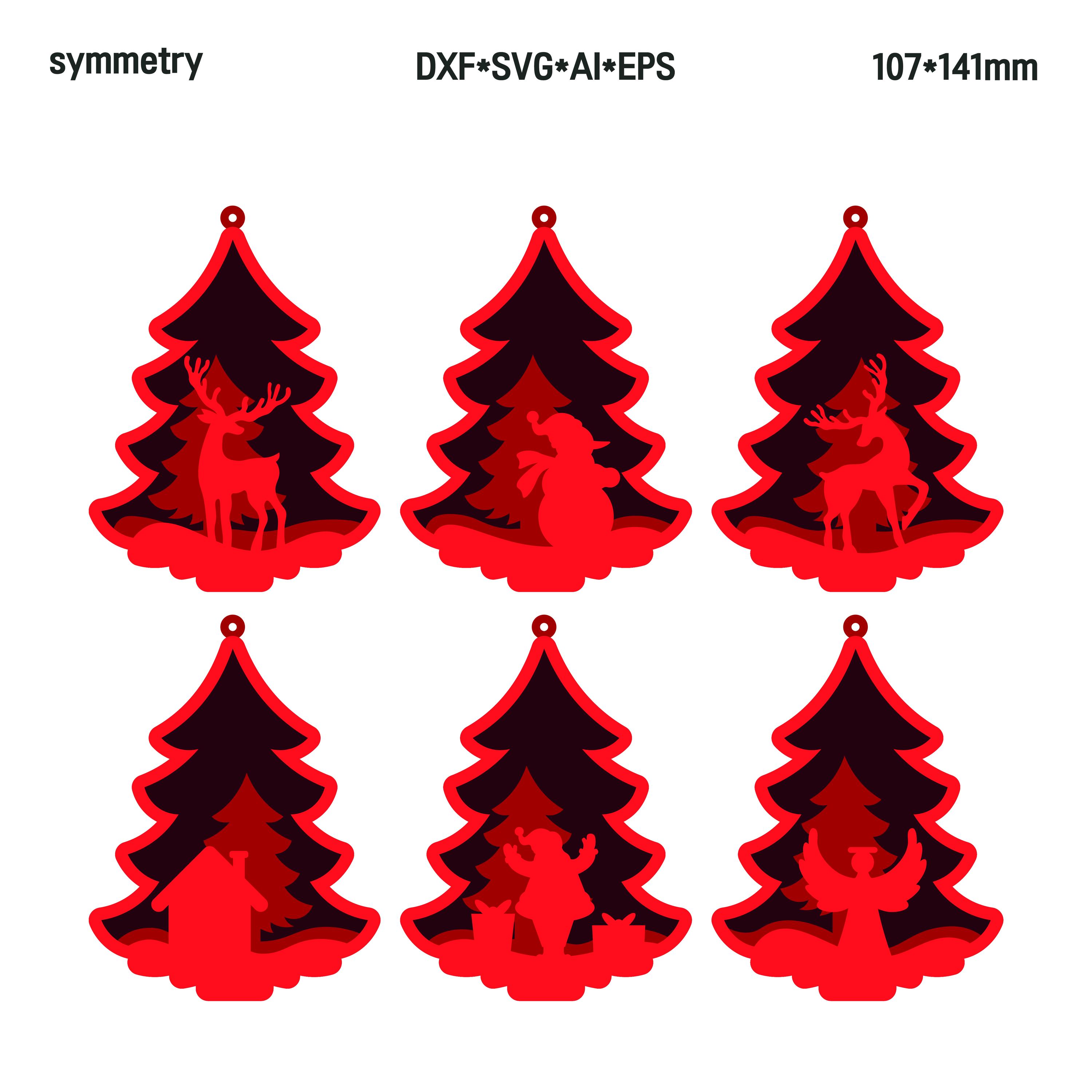 Layered Christmas Tree Ornament SVG Bundle | Laser Cut Files - Etsy