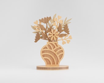 Floral Vase SVG File - Laser Cut Plywood Table Decor (Digital Download)