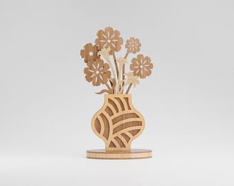 Mandala Wood Flower Vase SVG, Laser Cut Table Decor (Digital Download)