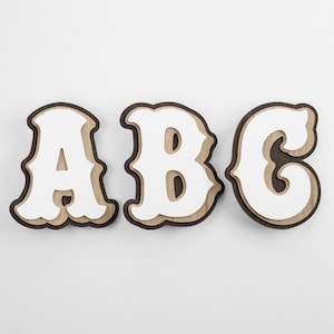 Retro Laser Cut Alphabet SVG | Projekt czcionki w stylu vintage dla Cricut i Silhouette, A-Z, 3D Letter DXF, Laser Cut Layered Letter, EPS