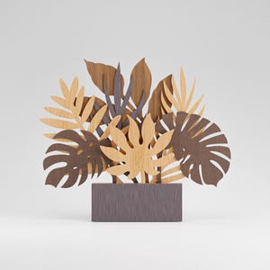 Monstera Plant SVG Template for Laser Cutting - 3D Botanical Wall Art & Table Decor - Plant Decor DXF for Cricut  Multilayer Mandala Vase