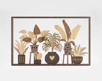 Laser Cut Plant Wall Art, Multilayer Home Decor SVG File