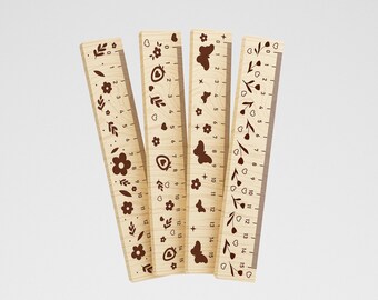 Floral Laser Cut Ruler Template Bundle, 15cm (SVG, DXF, EPS)