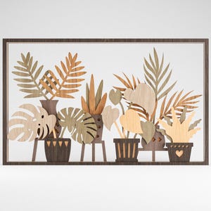 Multilayer Flowers Wall Art Panel, Laser Cut SVG File for Glowforge, Perfect Home Decor Gift for Plant Lovers , Dxf Cut Plan, DIY , MONSTERA