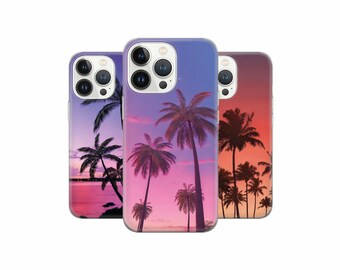 Palm Tree Phone Case Beach Vibes Design Cover for iPhone 15 14 13 12, Samsung S23 S22 A74 A54 A14, Pixel 8 Pro 7A