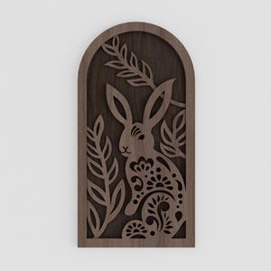Laser Cut, Multilayer Easter Bunny Decor - Wooden 3D Layered Wall Art - Multilayer Bunny SVG - Handmade Gift DXF EPS
