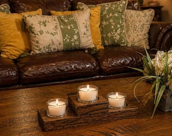 Portavelas de roble teñido a medida