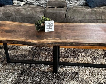 Black walnut live edge single slab coffee table