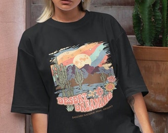Desert Dreaming, Saguaro National Park Shirt | Vintage Inspired, Desert Shirt, Arizona, Oversized Shirt, Boho, Western Shirt, Southwest
