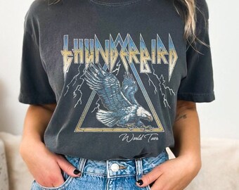 Retro Rock and Roll Distressed Thunderbird Shirt / Vintage Oversized Shirt, Free Bird, Eagle, Adventure Shirt, Rock Shirt, Comfort Colors