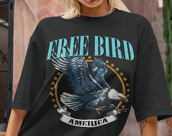 Free Bird American Eagle Shirt / Retro Music Shirt, Free Bird Tee, Western, Boho, America Shirt, Vintage Oversize Shirt, Comfort Colors