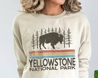 Retro Yellowstone National Park Sweatshirt | Yellowstone Sweatshirt, Mountains Sweatshirt, Nature, Outdoors, Vintage Oversized Sweatshirt