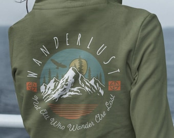Wanderlust Adventure Travel Hoodie | retro, oversized hoodie, camping shirt, outdoors, adventure hoodie, camping hoodie, adventurer gift