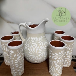 Pitcher Set with 6 Cups | Jarra con 6 Vasos | Made in Mexico | Hecho en Mexico