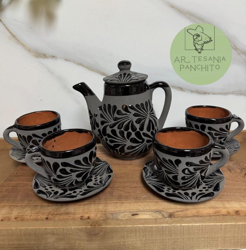 Tea Set (Teapot with mugs) | Tetera y tazas | Made in Mexico | Hecho en Mexico