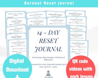 14-daagse resetdagboek – afdrukbaar zelfzorgwerkboek | Digitale download