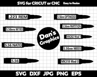 5.56 pittogramma munizioni / pittogramma di ricarica / etichetta organizzazione munizioni / Cricut e Silhouette