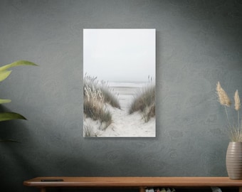 Muted Coastal Canvas Print, Serene Ocean Dune Wall Art