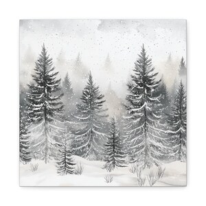 Winter Forest Watercolor Canvas, Snowy Landscape Wall Art - Etsy